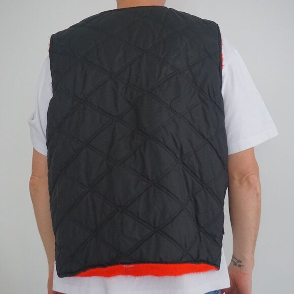Vintage '70S Black Red Quilted Puffer Zip Up Vest Jacket Size Medium - Picture 3 of 11